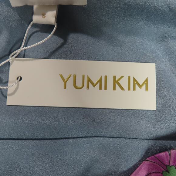 YUMI KIM Floral Oahu Chambray Bond Street V-neck Asymmetrical Hem Dress Small - Picture 8 of 10